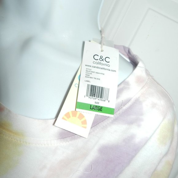 NWT C & C California Women's Short Sleeved Tie Dye T-Shirt Dress NEW - Picture 4 of 10